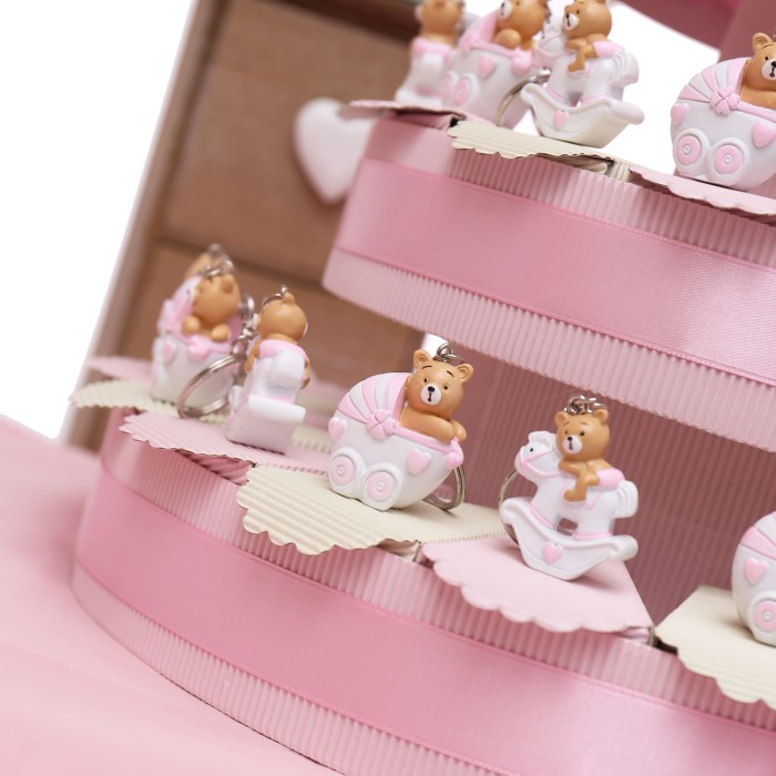 Bomboniere Battesimo Bimba Portachiavi Orsetti Passeggino e Pony Pimpante - Viale Magico