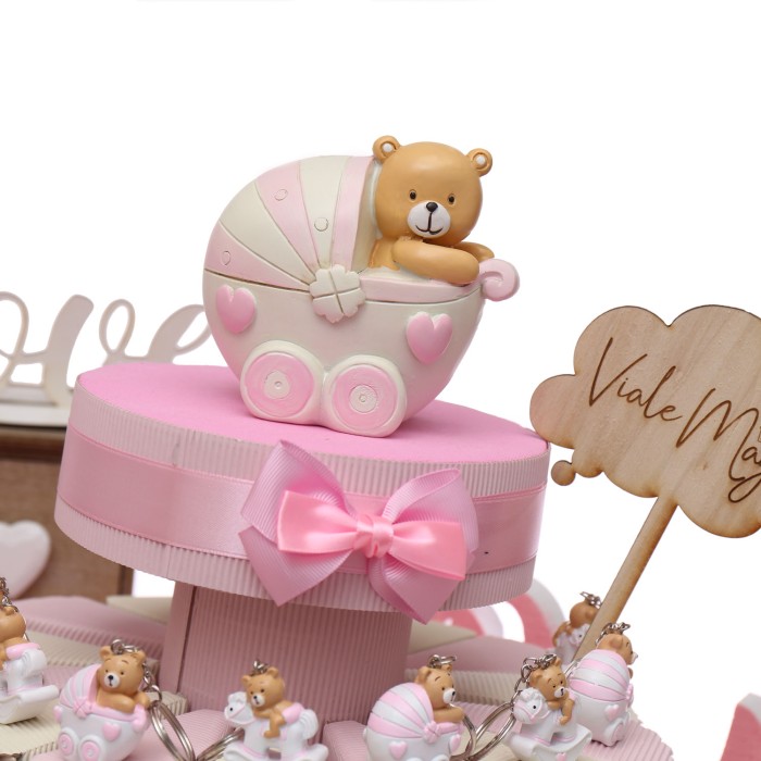 Bomboniere Battesimo Bimba Portachiavi Orsetti Passeggino e Pony Pimpante - Viale Magico