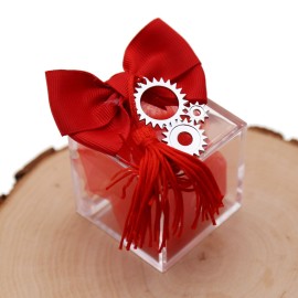 Bomboniere Con Confetti e Plexiglass Ingranaggio Laurea con Nappina