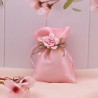 Bomboniera Fiore Rosa Applicazione Su Sacchetto Confezionato