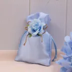 Sacchetto Nascita e Battesimo Bimbo Con Fiore Celeste