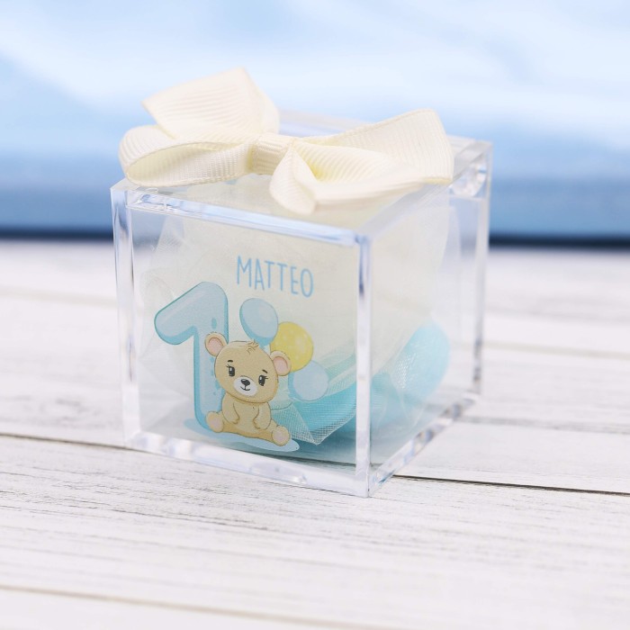 Bomboniere Personalizzate Battesimo e Primo Compleanno Bimbo Plexiglass