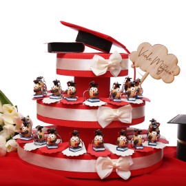 Gufo Intellettuale portachiavi laurea bomboniere Su Torta con Confetti