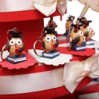 Gufo Intellettuale portachiavi laurea bomboniere Su Torta con Confetti