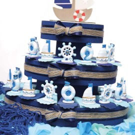 Torta Bomboniera Compleanno Statuine Tema Mare Gold