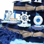 Torta Bomboniera Compleanno Statuine Tema Mare Gold