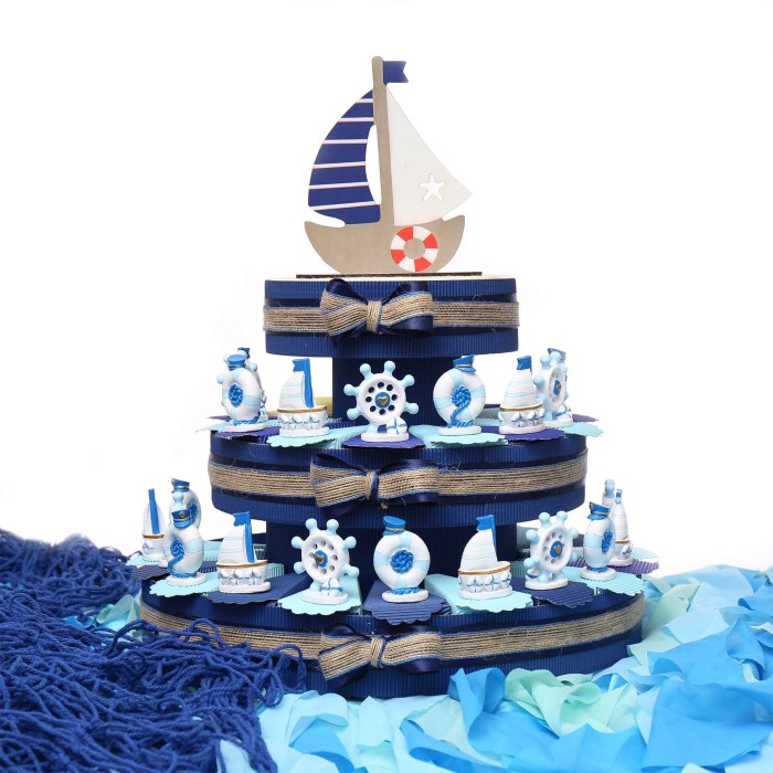 Torta Bomboniera Compleanno Statuine Tema Mare Gold