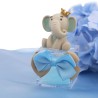 Elefantino Bimbo con dettagli in azzurro e Corona Bomboniere Confezionate Statuina