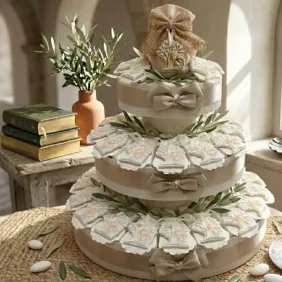 Sacra famiglia su albero della vita Torta Portaconfetti con Appendino