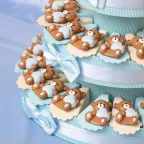 Battesimo Bomboniere Orsetti con Cuore su Torta Nascita Bimbo