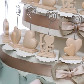 Torta Bomboniere Matrimonio e Promessa Con Tris MemoClip Linea Eternal Love Confezionati