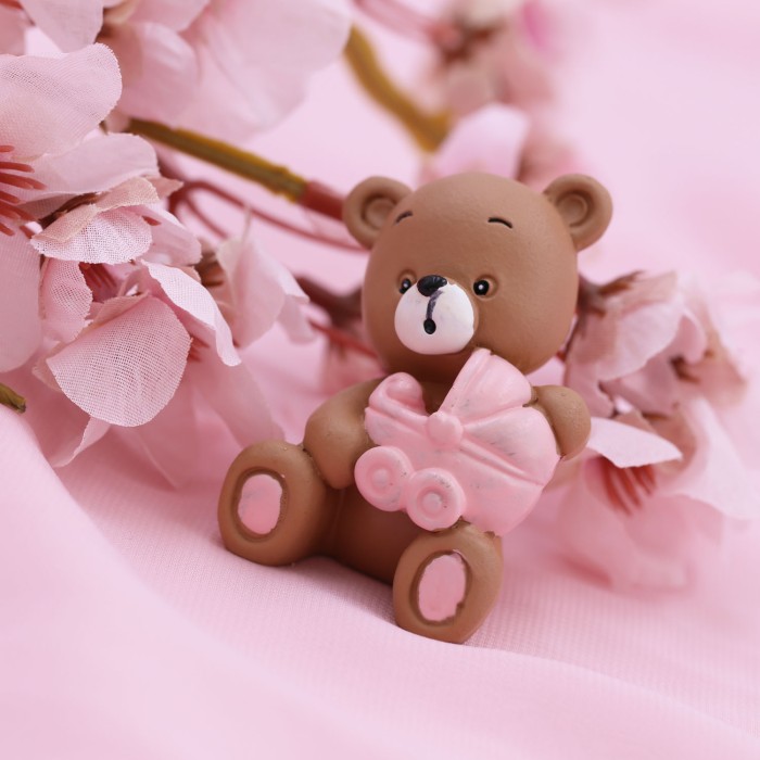 Passeggino Orsetto Bimba Fai da te statuina battesimo