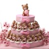 Torta bomboniere battesimo bimba orsetto con passeggino rosa