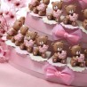 Torta bomboniere battesimo bimba orsetto con passeggino rosa