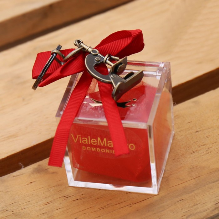 Bomboniere Laurea Chimica Portachiave Microscopio Retro Bronze su Plexiglass