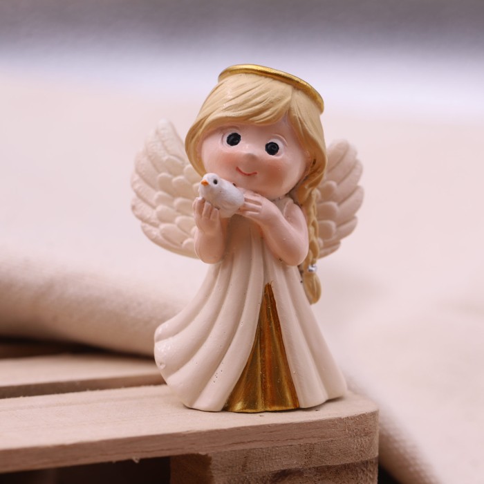 Statuina Angioletto Bimba Prima Comunione e Cresima bomboniera fai da te angelo biondo