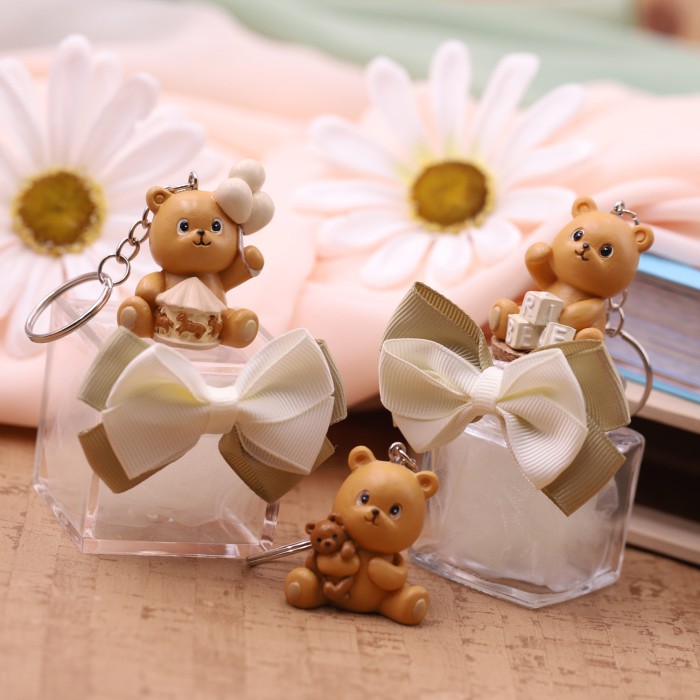 Orsetto teddy Bomboniere Battesimo e Nascita confezionate portachiavi