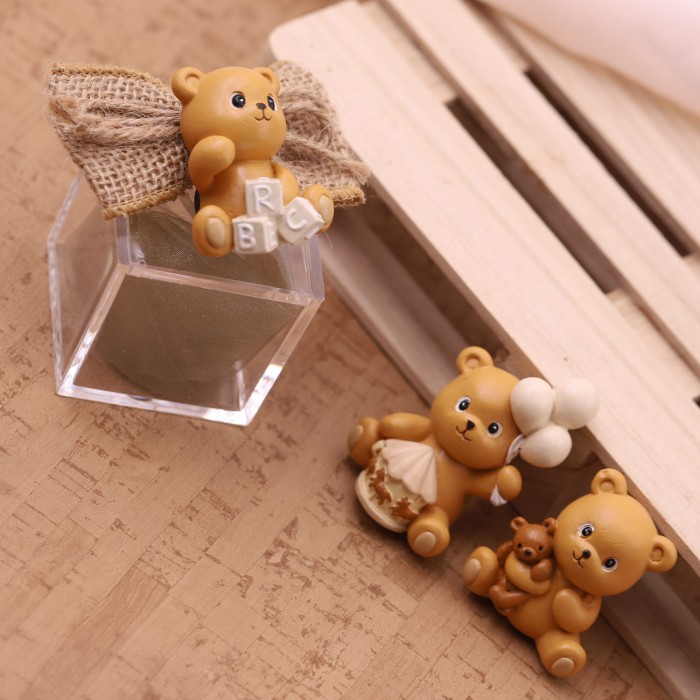 Calamita orsetto bomboniere Battesimo confezionate portaconfetti PLEXIGLASS