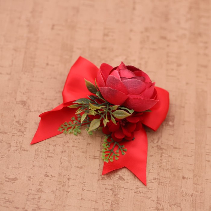 Segnaposto Laurea Pick di fiori rossi con fiocco abbinato
