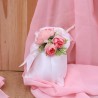 Prima Comunione bambina bomboniere confezionate fiore rosa pick sacchetto bianco