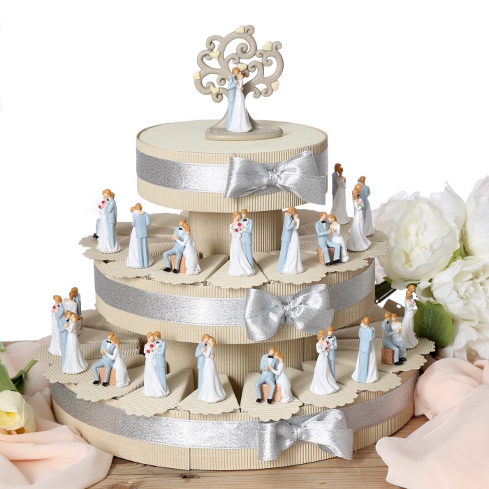 Torta Bomboniere Matrimonio sposini stilizzati su torta portaconfetti viale magico bomboniere