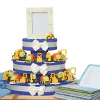 Viale Magico Bomboniere Comunione bambino gru ed escavatore Statuine su torta