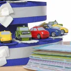 Bomboniere Comunione mix di automobili statuine su torta portaconfetti viale magico bomboniere