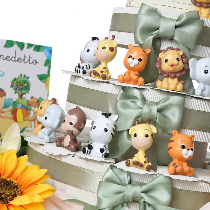 Bomboniere Battesimo Baby Safari Animali Statuine su torta