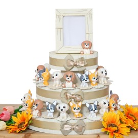 Bomboniere Comunione Statuine Cagnolini Fortunati su Torta multipiano