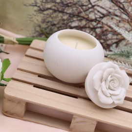Candela profumata Bianca per Matrimonio bomboniere confezionate con fiore in ceramica