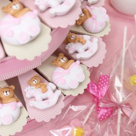 Dettaglio Torta Orsetto con Carrozzina e Pony Bimba Magnete Pimpante
