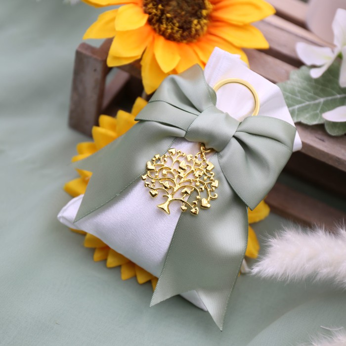 Portachiave Albero della Vita Cuori Gold su Sacchetto Confettata