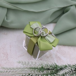 Promessa e Matrimonio bomboniere Plexiglass con Fedi Argento Intrecciate