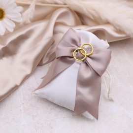Fedi Nunziali bomboniere matrimonio sacchetti confezionati AVORIO E TORTORA