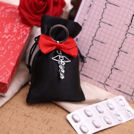 Gadget Laurea Portachiave Caduceo Traforo Farmacia con Sacchetto www.vialemagico.it