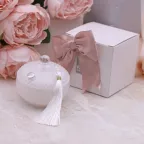 Bomboniere in cristallo con candela in cera per matrimonio confezionate bianco vialemagico