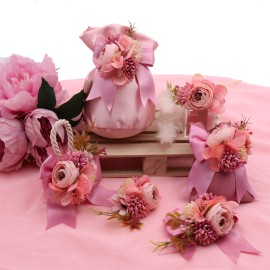 Confettata malva rosa antico con fiore in pick