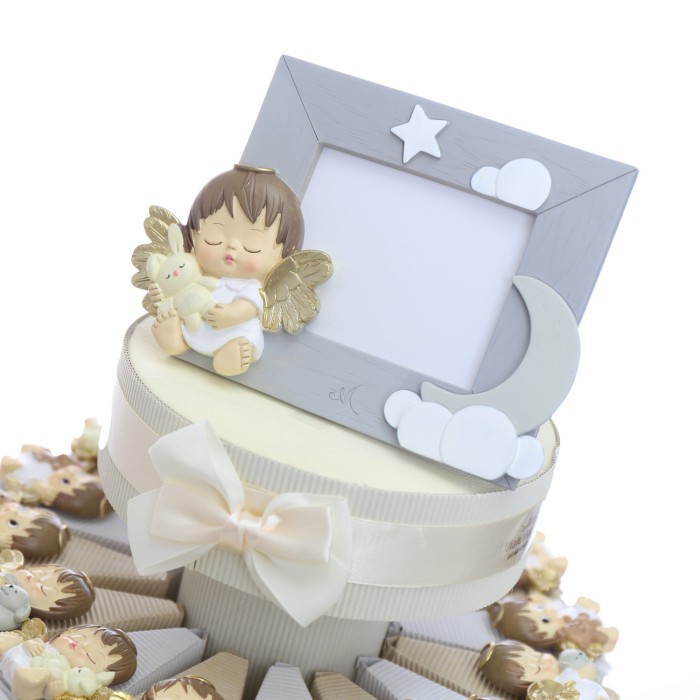 Tris Magneti Angioletti Con Peluche Su Torta