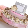 Tris Statuine Angioletti Bomboniere Battesimo Con Peluche Su Torta