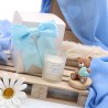 Candela profumata orsetto con cuore azzurro battesimo bimbo bomboniera www.vialemagico.it
