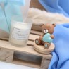 Candela profumata orsetto con cuore azzurro battesimo bimbo bomboniera viale magico confezioni