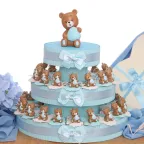 Bomboniera Battesimo Orsetti Bimbo Portachiavi MilleCuori Su Torta