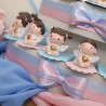 Bomboniere per Battesimo e Prima Comunione gemellini fratello e sorella confezionata su torta portaconfetti