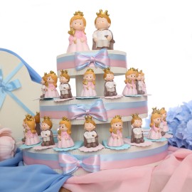 Torta bomboniere per Battesimo e Prima Comunione gemellini confezionata per allestimento e confettata