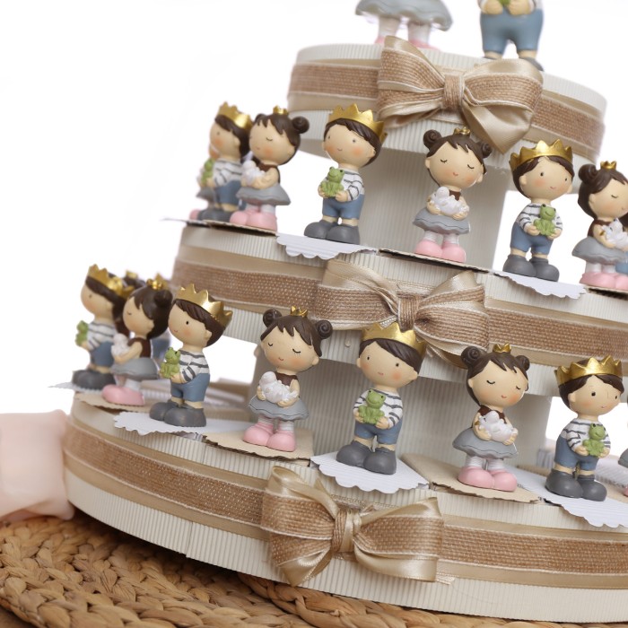 Bomboniere Battesimo gemelli principe ranocchio e principessa unicorno dettaglio vmb