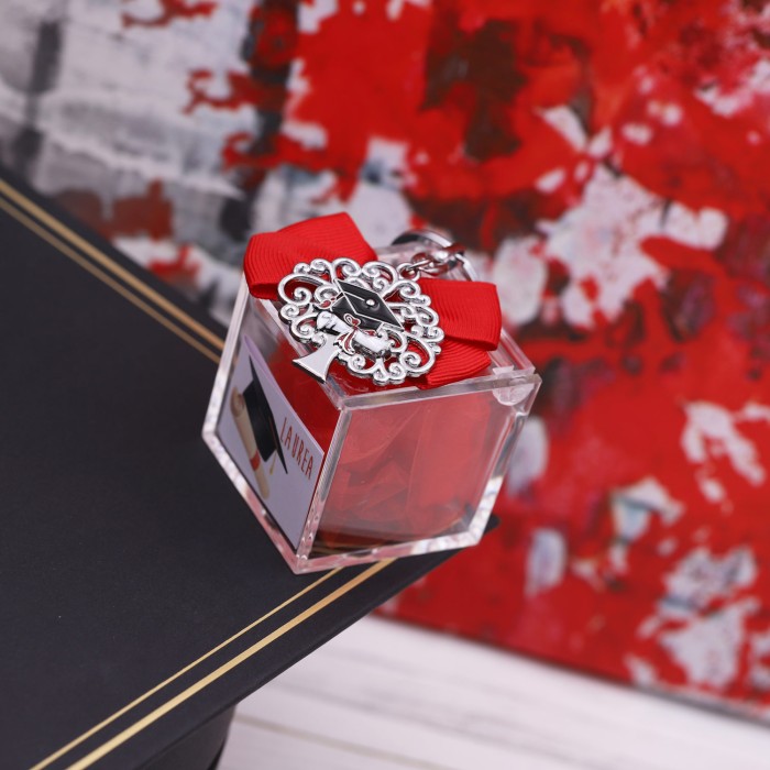 Scatolina In Plexiglass Con Confetti e Bigliettini Personalizzati PORTACHIAVI ALBERO
