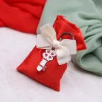 Portachiave Chiave Portafortuna Quadrifoglio Rossa con Sacchetto