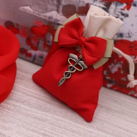 Bomboniere Laurea Farmacia Caduceo Bronze Nappina con Sacchetto