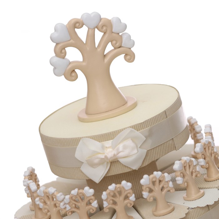 Torta Bomboniere Matrimonio con Albero della Vita Statuine Confetti