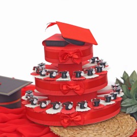 Calamita bomboniere Laurea tocco e pergamena su Torta portaconfetti multipiano viale magico
